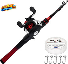 Fishing Rod and Reel Combo Baitcasting Combo Baitcast Reel 5 Foot Durable 