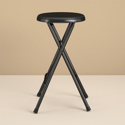 Mainstays Folding Metal Stool Black Space-Saving Sturdy Indoor Outdoor Stool