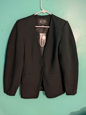 Scoop Women's Barrel Sleeve Single-Breasted Blazer Black One-Button XS 0-2