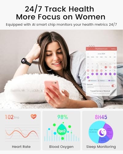 2025 Smart Watches for Women, Waterproof Fitness Tracker - Black (Model G53) - Afbeelding 2 van 6