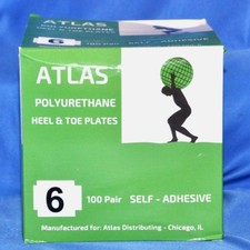 10 pair Size 6 ATLAS HEEL PLATES 3M Self Adhesive With Nails,Black MADE IN USA 