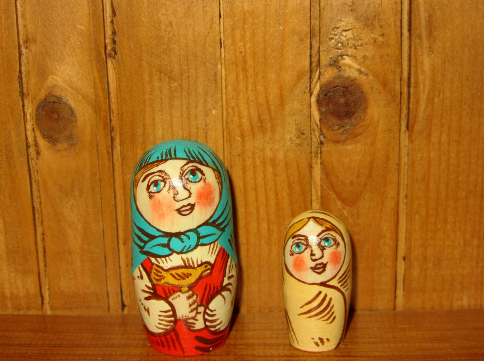 Nido Muñeca Rusa Matrioska Familia 5 Hecho por Artista "Mercado" Papá & Pez - Imagen 3 de 4