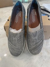 Toms Women's Avalon Pewter Metallic Linen Shoes Size 6