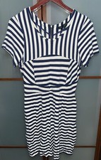 MARC BY MARC JACOBS Iris Striped Nautical Summer Jersey Womens Midi Dress Size L