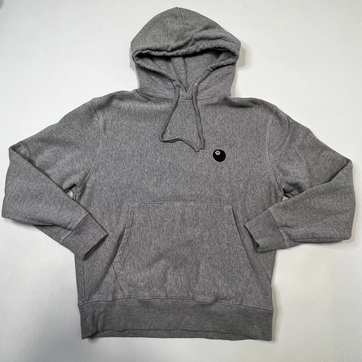 Stussy 8 Ball Embroidered Hoodie Ash Heather Gray Size Small Heavyweight