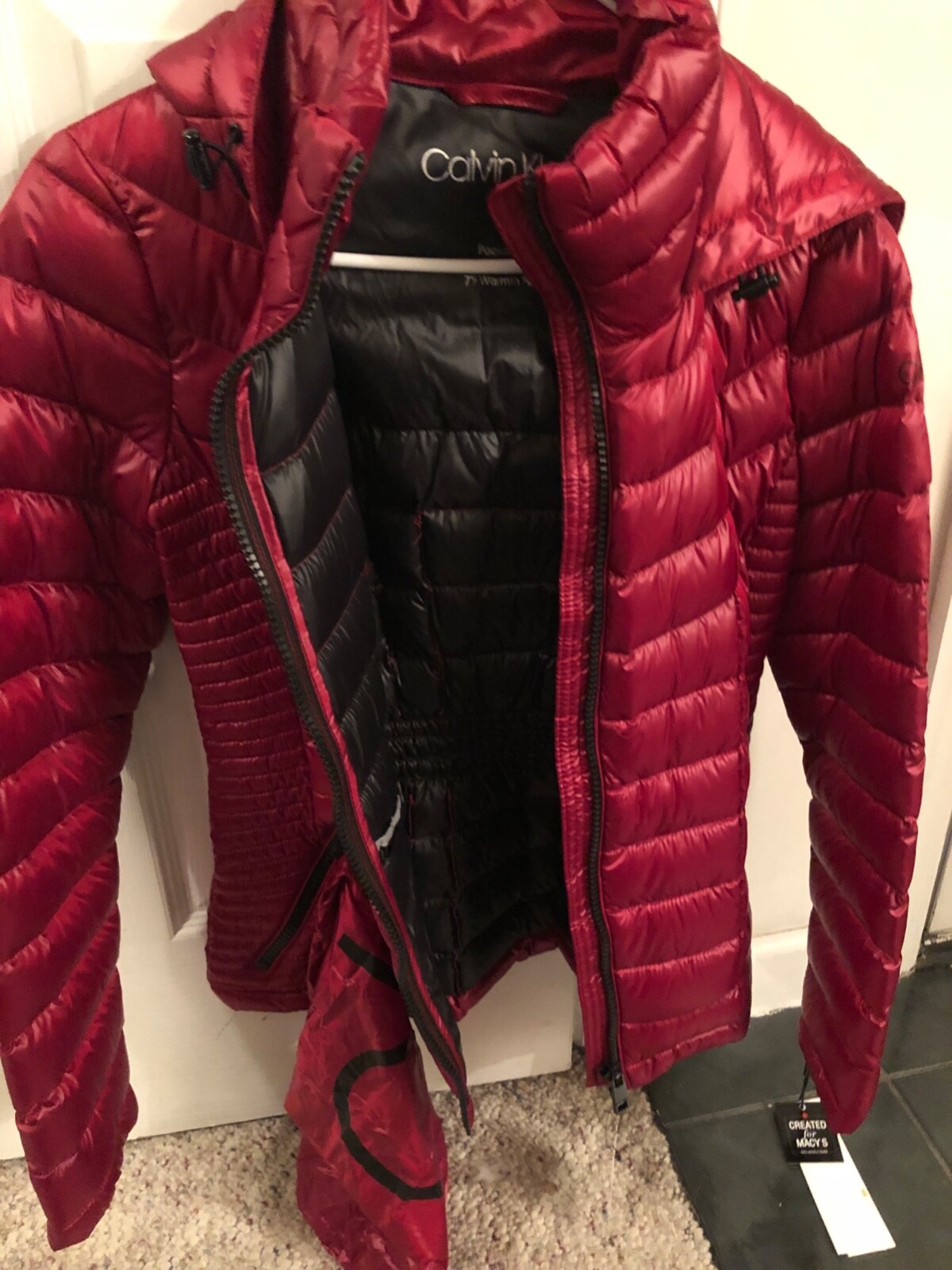 calvin klein puffer jacket red