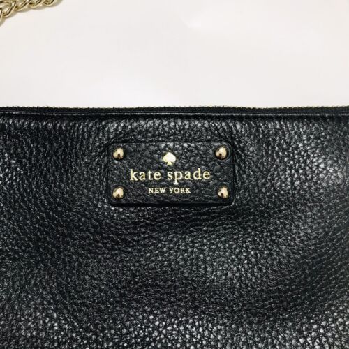Kate Spade Gold Chain Black Leather Shoulder Bag | eBay