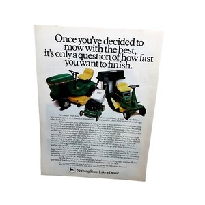 1984 John Deere Lawn Tractor Original Print Ad vintage 80s