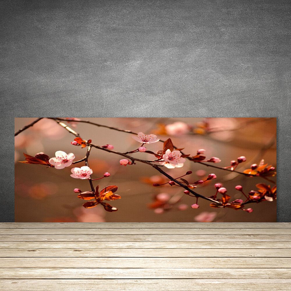Crédence de cuisine en verre 125x50 cm motif Nature Branche De Fleurs