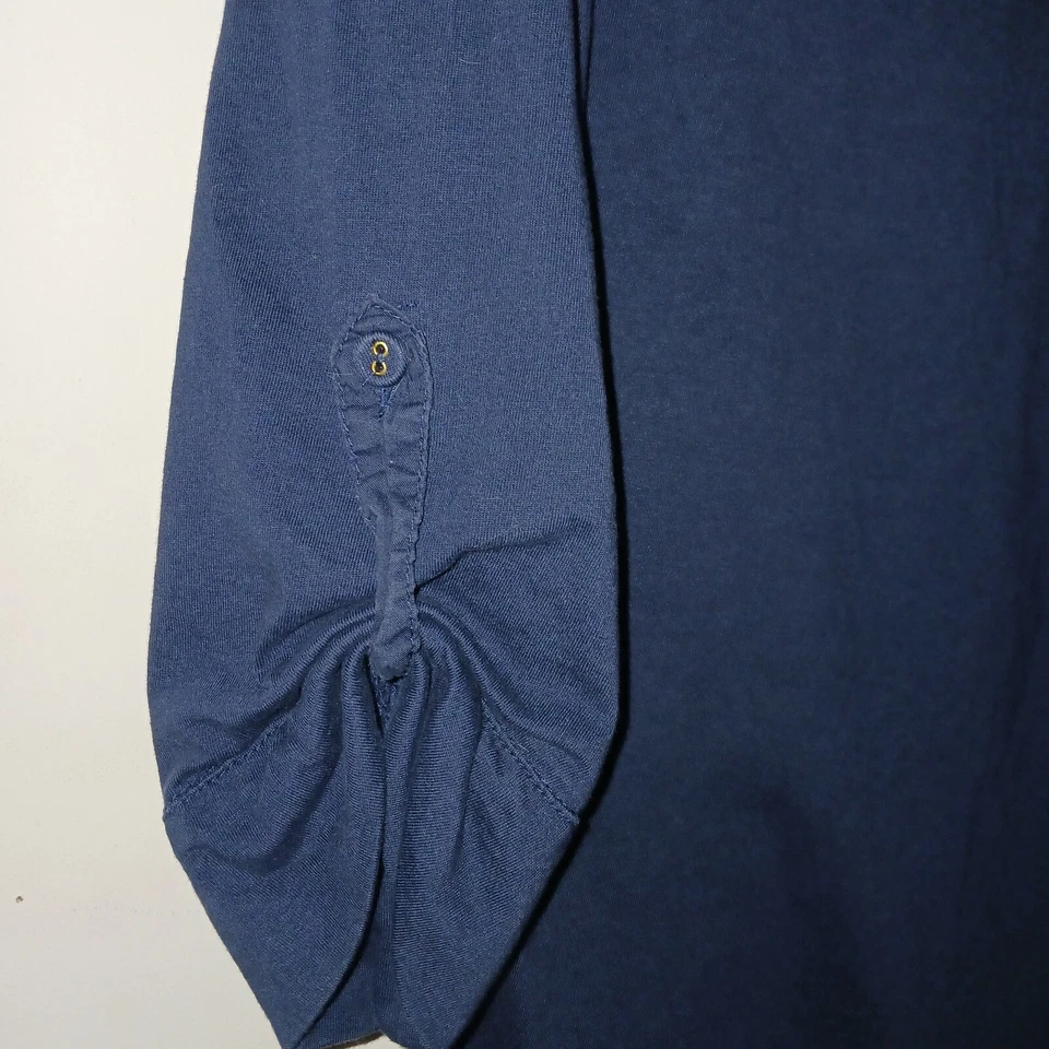 Blusa Charter Club Feminina com Botões S Azul Marinho Manga 3/4 Aba Rolante - Imagem 3 de 4