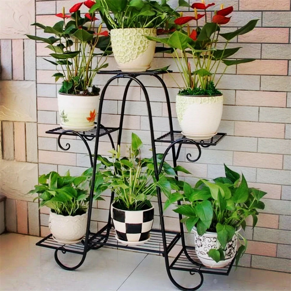 Suporte de planta de metal jardim pátio rack de flores externo interno ferro forjado tamanho 3 EUA - Imagem 3 de 4