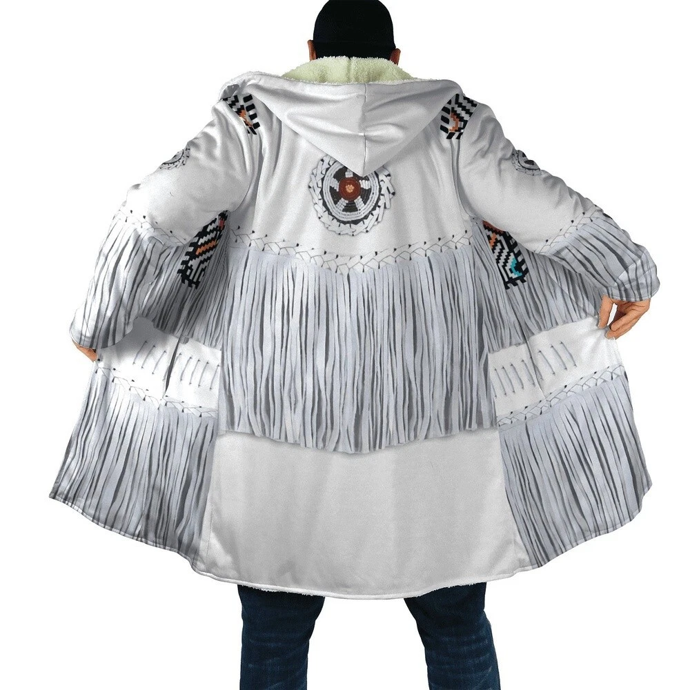 White Native American 3D All Over Printed Hooded Cloak Coa