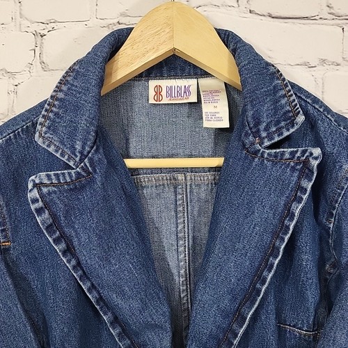 Vintage Y2K Bill Blass Blue Denim Blazer Jean Jacket Womens Size Medium - Picture 5 of 11