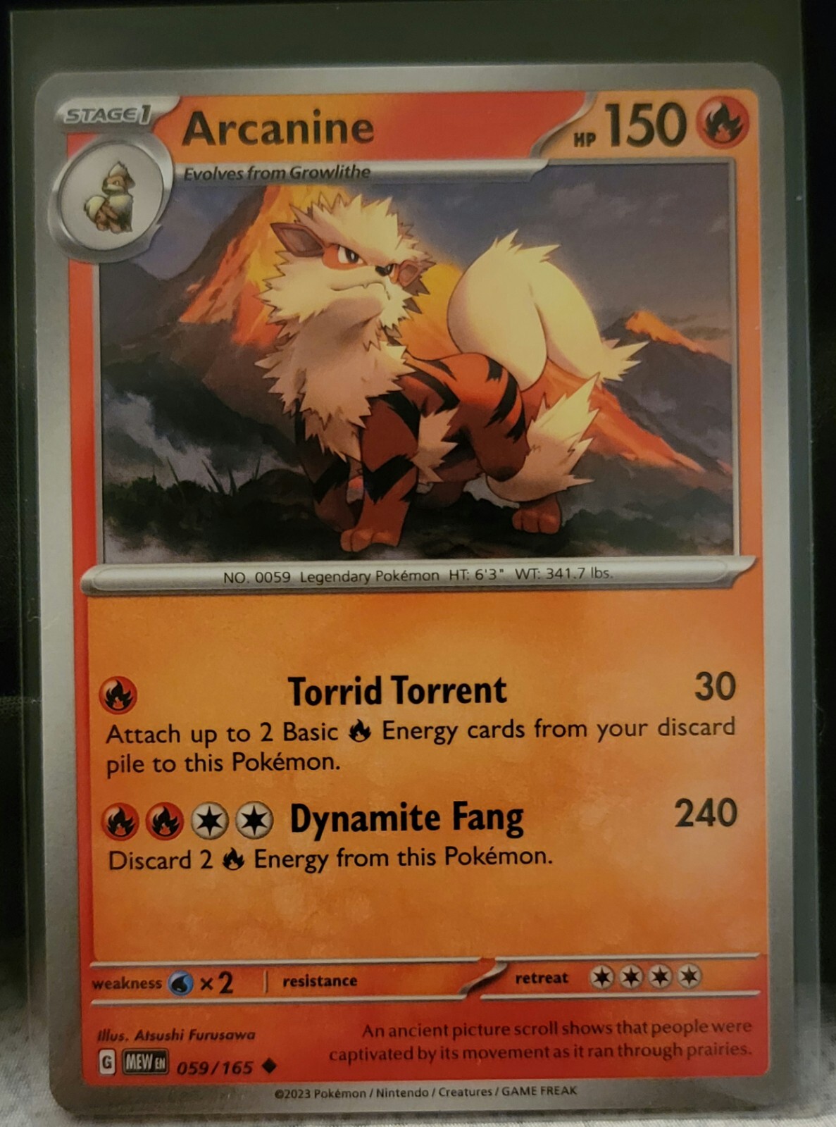 Pokemon TCG Card Arcanine 059/165 Scarlet & Violet 151 Uncommon NM