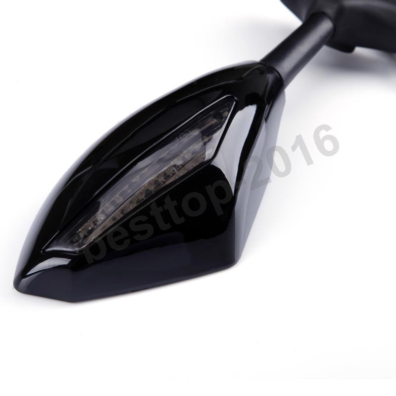 Black LED Mirrors For Kawasaki Ninja 500/636 ZX6RR ZX750 ZX7R ZX9R