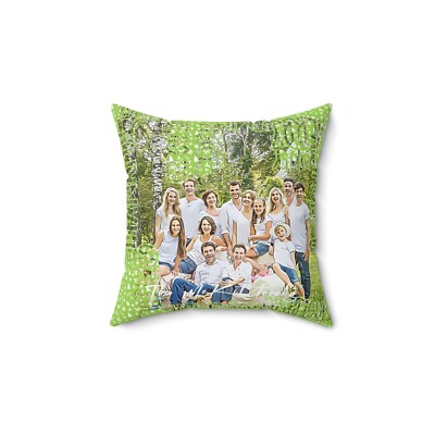 Christmas Personalized Faux Suede Pillowcase | Fade Green | Words Frame