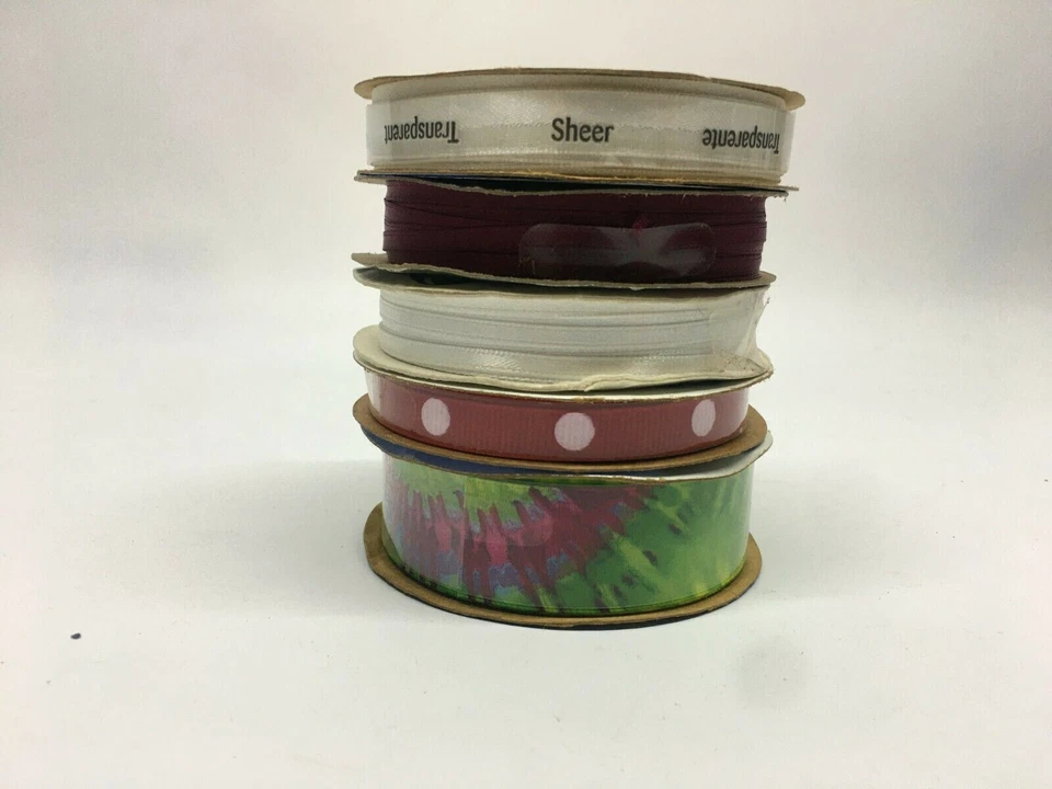 Vintage Christmas Ribbon Lot of 4 Rolls Wreath, 1/2 in Craft and Floral Ribbons  - Image 3 of 4