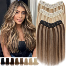 V-Shape One Piece Weft Clip In 100 Remy Human Hair Extensions Thick Full Head U