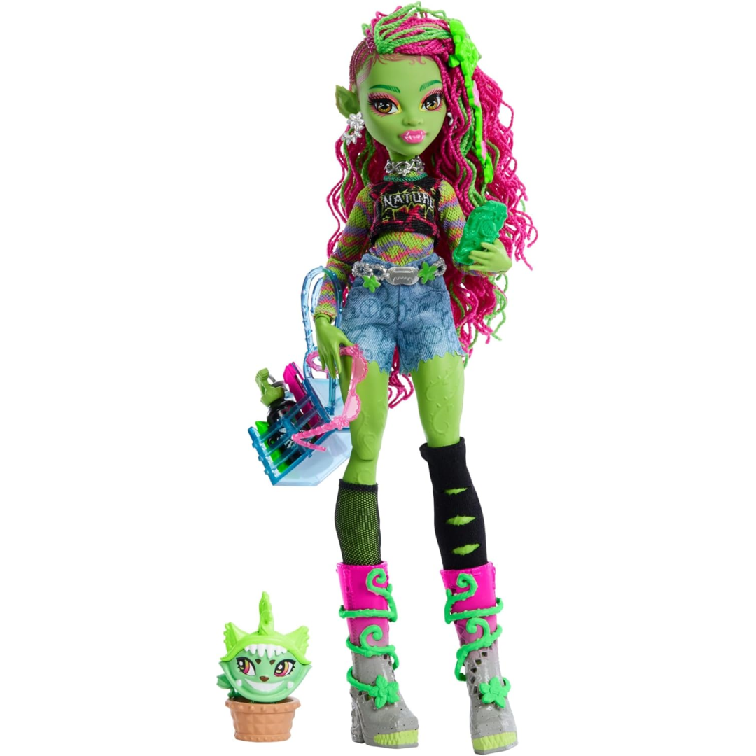 Doll  Monster High Venus Mcflytrap Core Doll with Plant Monster Pet Cat