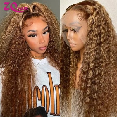 Glueless Highlight Lace Wig Honey Blonde Water Wave HD Lace  display picture 1