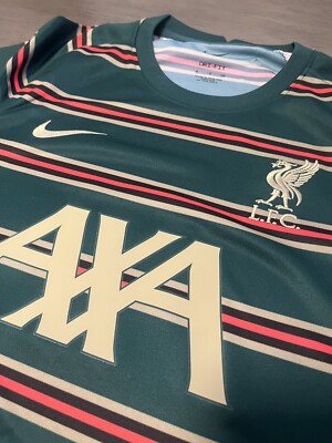 21-22 Liverpool FC Nike Men's Teal Stripe PreMatch Jersey Sz S