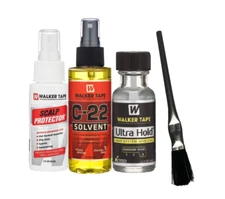Walker Ultra Hold 0.5z Glue, 2oz Scalp Protector ,4oz C22 W/Brush -4 Piece Kit.