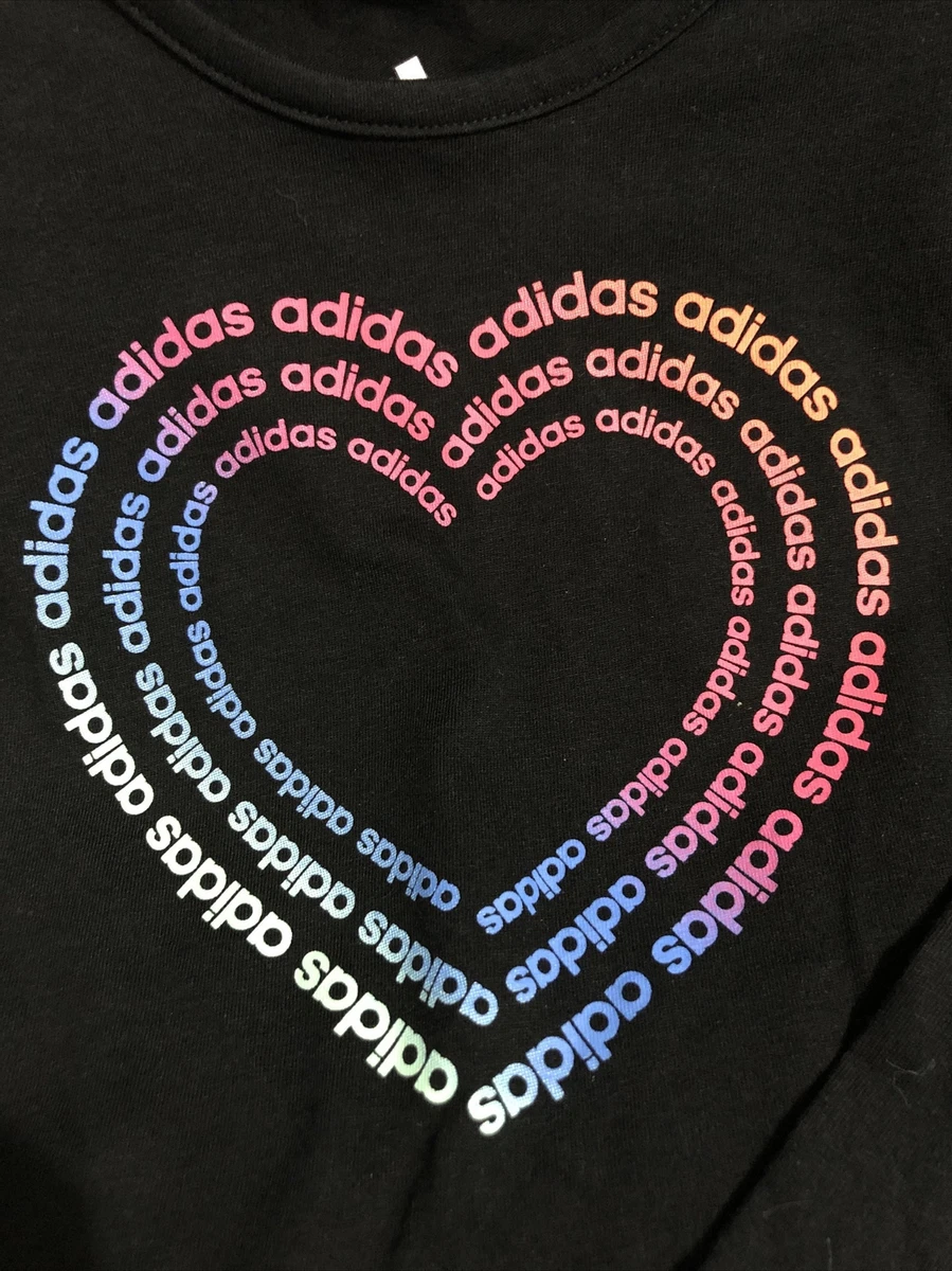Adidas Toddlers Size 2T Rainbow Heart Gradient Long Sleeved Tee
