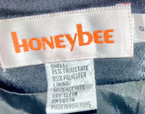 Vintage Damen Honigbiene schwarz Satin geschnitten Smokingjacke/Größe 6/sehr 1980er - Bild 4 von 9