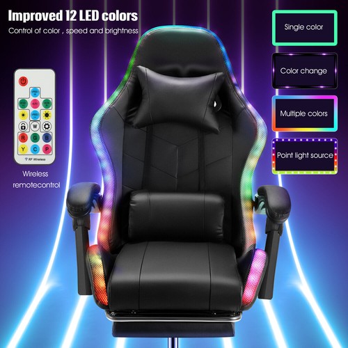 Altoparlante Luce RGB Alto con Gaming con Schienale LED Bluetooth h Sedia Sedia - Foto 4 di 12