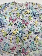 Scrub Top Women  s Durable Fashion Scrub Wear Butterfly  Heart Scrubs, Large