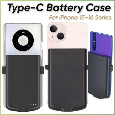 10000mAh Battery Charger Case Power Bank Backclip Charger Cover For iPhone 15 16