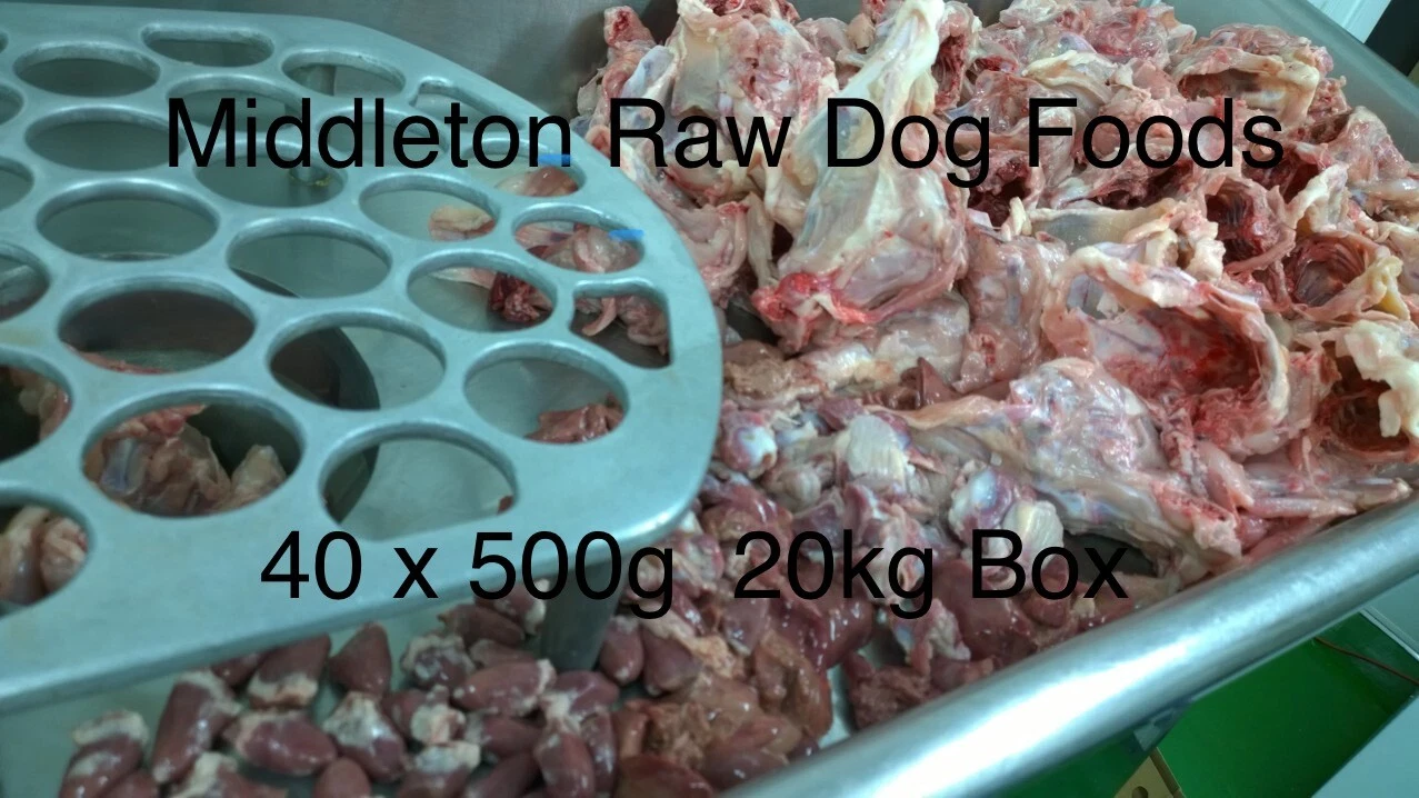 Dog Food Frozen Chicken Mince with Offal 40x 500g Chubs 20kg box. BARF RAW DIET
Opens in a new windo