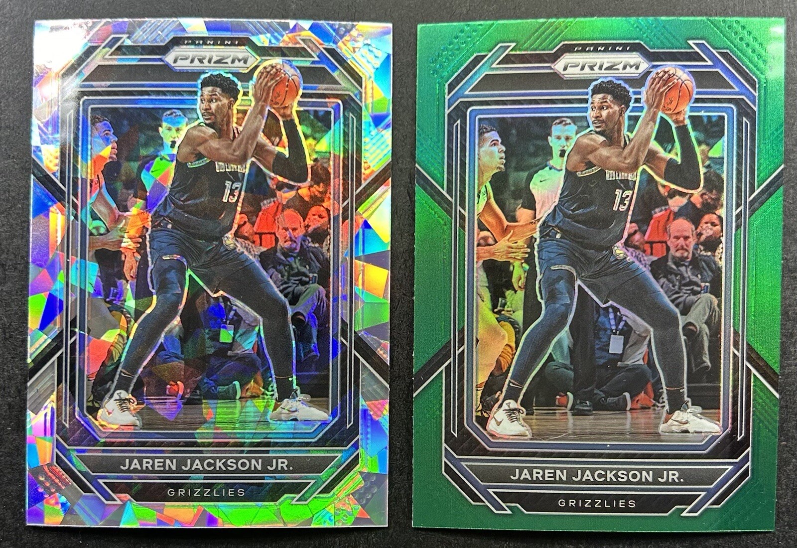 (2) 2022-23 Panini Prizm Silver Cracked Ice Jaren Jackson Jr. #206 & Green Prizm