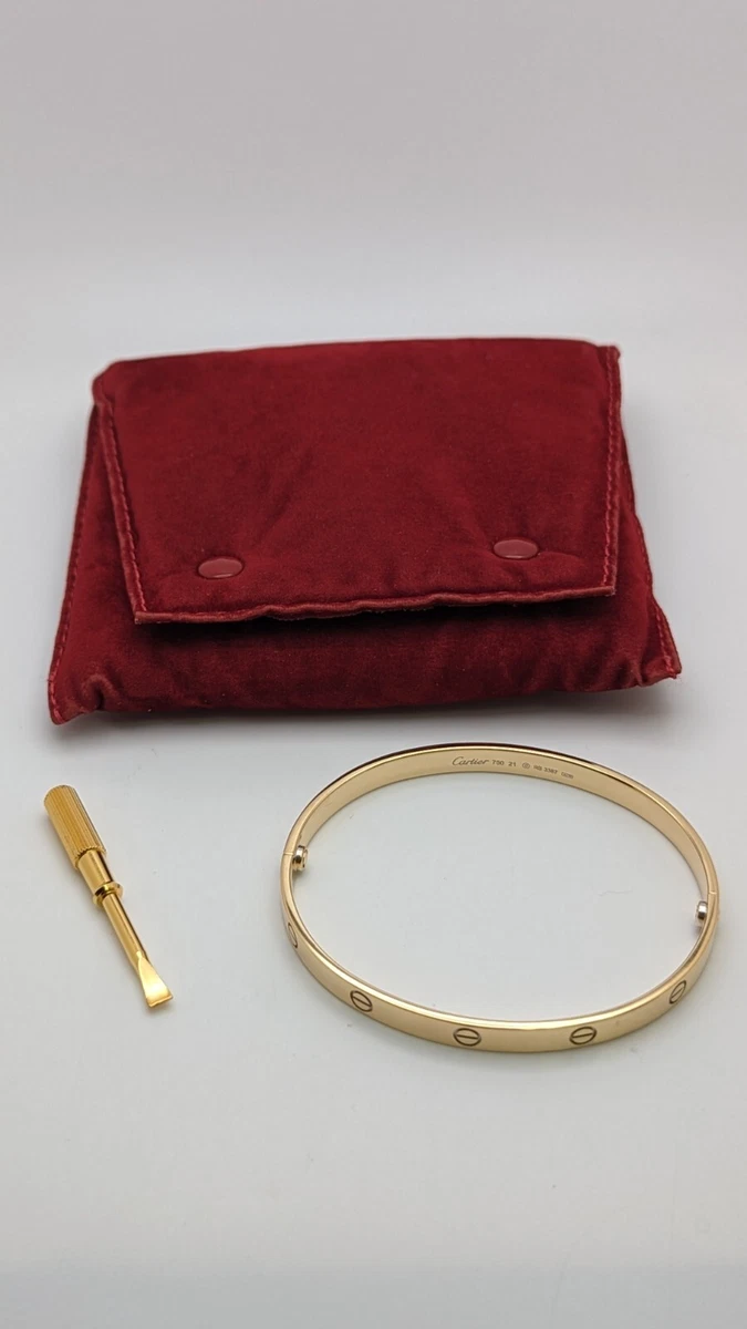 Cartier 18K Yellow Gold Love Bracelet Size 21 Pouch Screwdriver Included