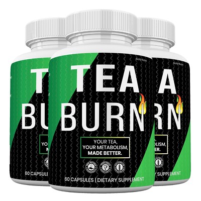 (3 Pack) Tea Burn, Powerful Formula, Effective for Women and Men.