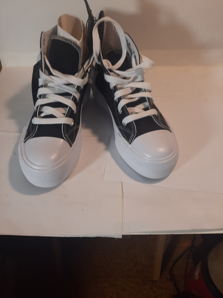 NEW No Boundaries Black Canvas Lace Up High Top Sneakers Shoes Women Size