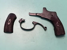 USED RUSSIAN 1895 NAGANT REVOLVER WOOD GRIPS SIDE PLATE AND TRIGGER GUARD BLUED