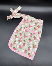 Vintage Childs Apron Pink Green Dot Lace Trim Pocket Handmade Retro Kids Cooking