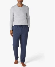 New Mens Eddie Bauer 2-Pack Lounge Set Thermal Shirt Fleece Pants Pajama Grey