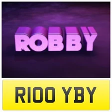 ROBBY ROBBIE THEME PRIVATE CAR NUMBER PLATE ROB ROBS RUBY OLD R REG R100 YBY