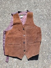 Vintage Don  t Stop Classics Leather Vest Brown Rust Western Snap Womens Medium M