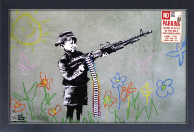BANKSY CRAYON SHOOTER 13x19 FRAMED GELCOAT POSTER STREET ART