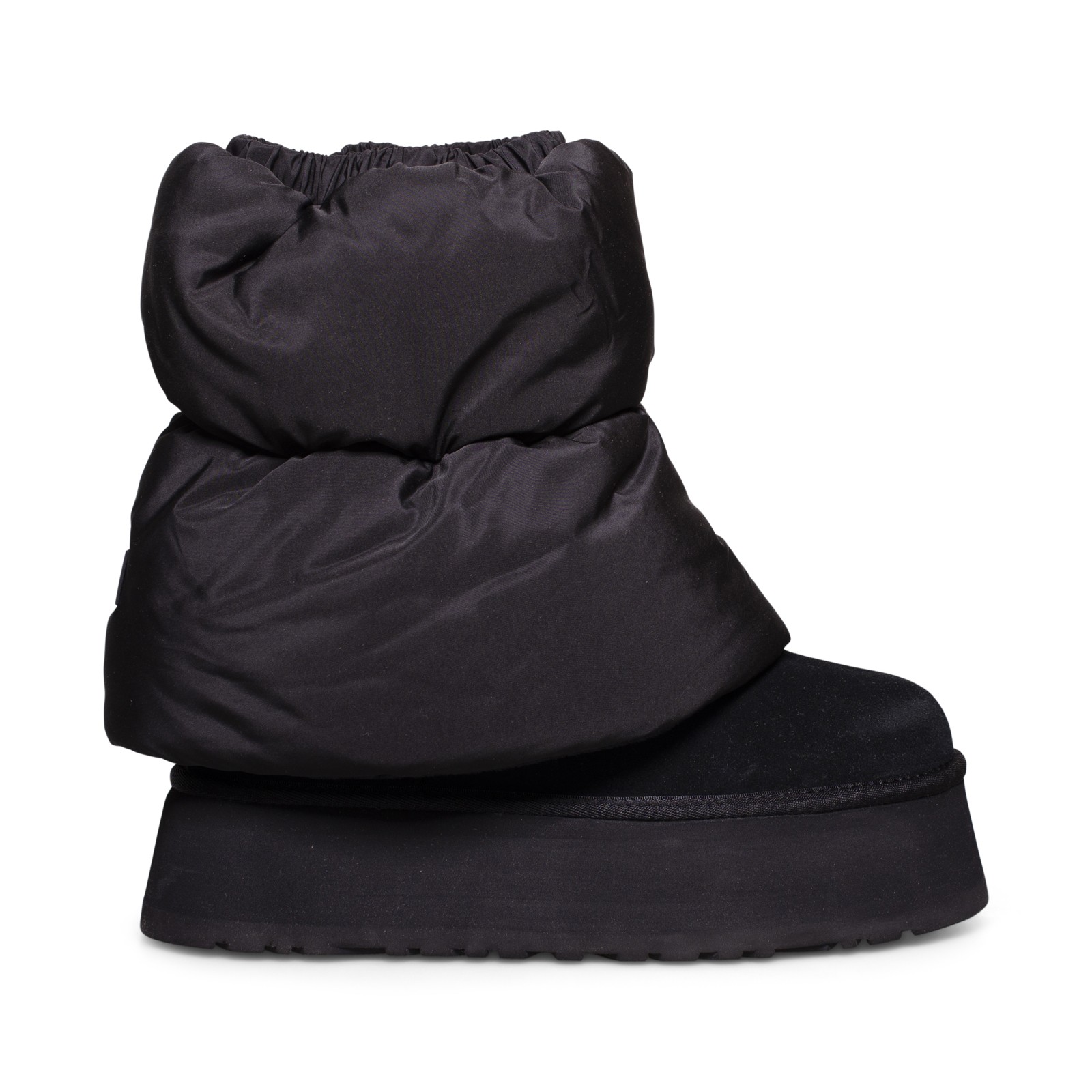 UGG CLASSIC MINI DIPPER PUFFER PLATFORM BLACK SUEDE WOMEN'S BOOTS SIZE US 8 NEW