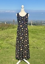 Vintage Y2K 90s Nina Piccalino Black French Garden Girl Sleeveless Maxi Dress 8