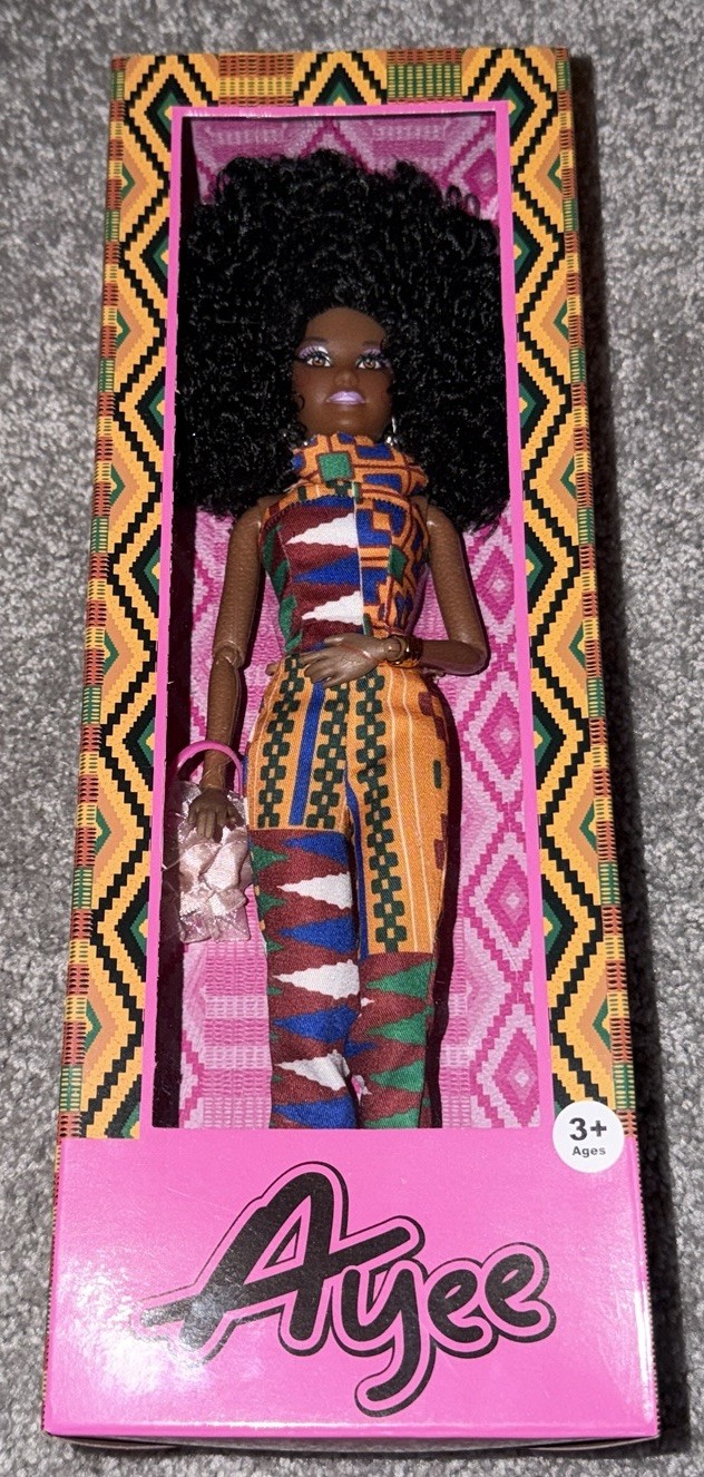 Beautiful African-American Black Barbie doll with natural ha