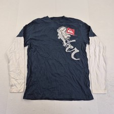 QUIKSILVER T-Shirt 16 Years Blue Boys Crew Neck Long Sleeve Logo 100% Cotton