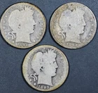 1892 & 1893-PO 50C BARBER SILVER HALVES 3 Coins KM# 116 Gr: AG A7932