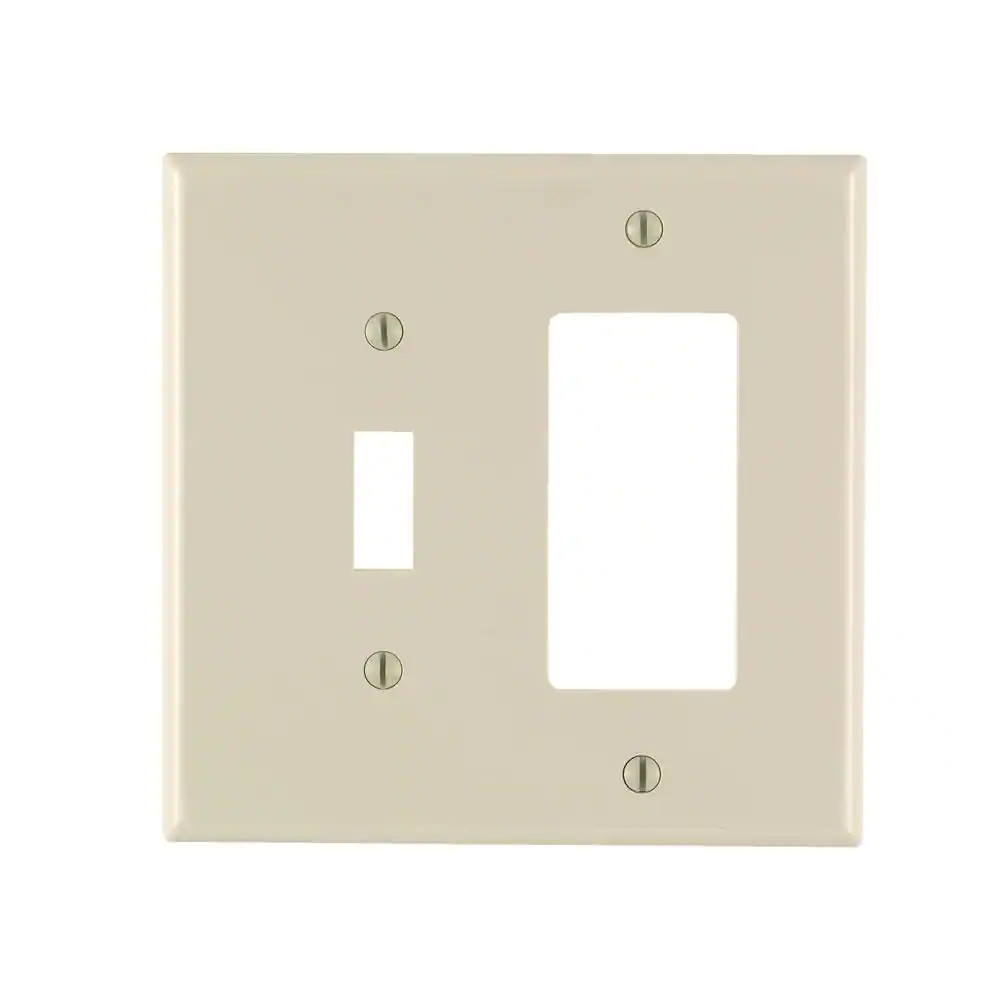 2-Gang Light Almond 1-Toggle / 1-Decora/Rocker Nylon Midway/Midsize Wall Plate