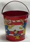 Vintage Ohio Art Tin Litho Small Sand Pail w/ Handle Clowns & Dog