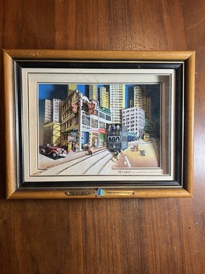 Rare 3D Pop Art:  Woo Cheong Pawn Shop, Wan Chai  Hong Kong Street Scene Framed